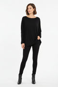 Maglia Oversize Curvy in Angora e Lana Girocollo Soft Touch con Manica a Pipistrello