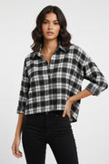 Camicia Curvy Crop Tartan in Misto Viscosa Modello Oversize